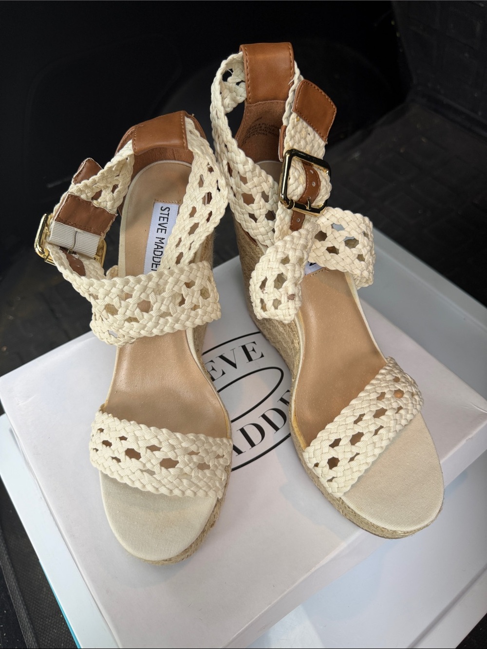 Steve Madden Natural Braided Espadrille Wedge Sandals in Beige - Picture 2 of 4